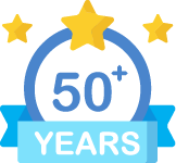 50 years of experience flat icon