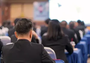 Business Conference and Presentation in meeting room, Audience listens to speech of the lecturer at conference hall