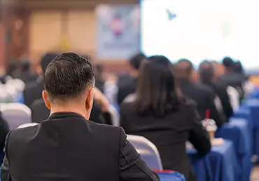 Business Conference and Presentation in meeting room, Audience listens to speech of the lecturer at conference hall