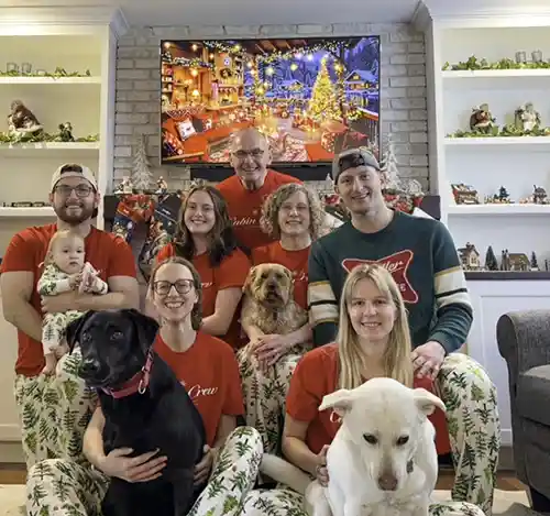 David Petsche and his family pose for a photograph.